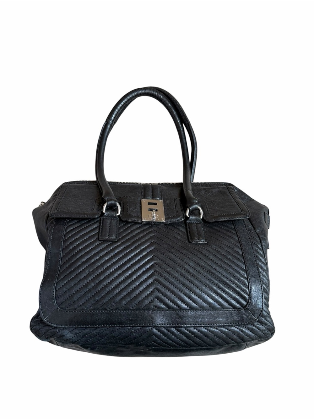L.A.M.B. By Gwen Stefani Black Quilted Leather Tote Bag Shoulder Bag